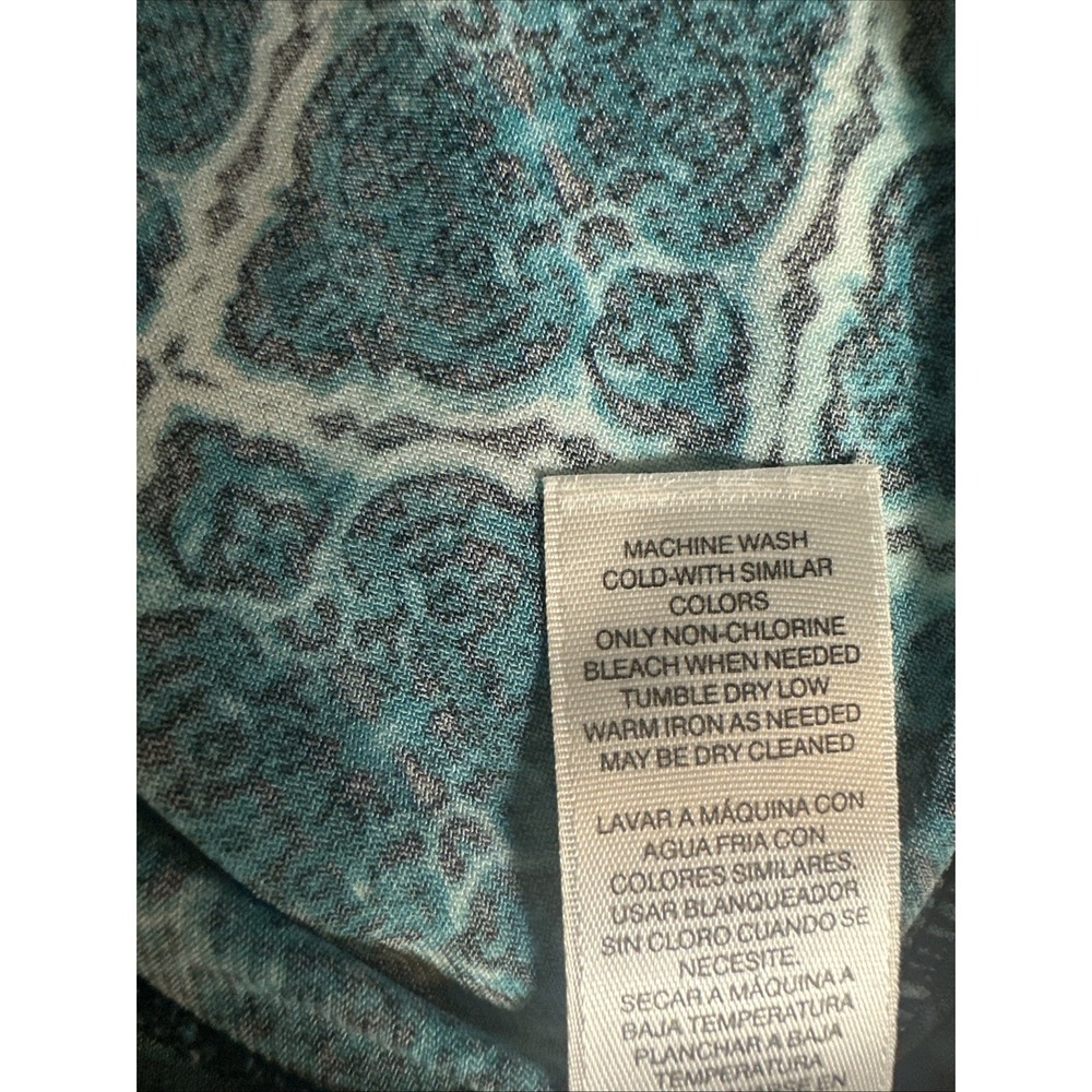 White House Black Market Geometric Print Sheath Dress Medium Blue Teal Career - Picture 7 of 10